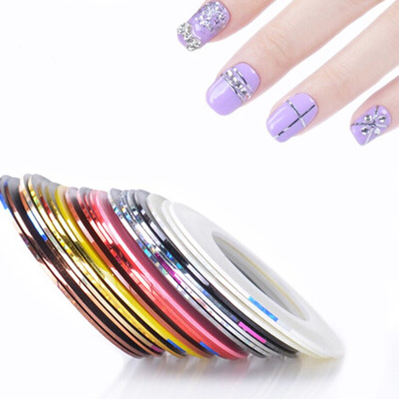 10/20/30 Kleur Goud Zilver Rolls Striping Tape Line Nail Sticker Nail Diy Kit Lijm Super Fijne Nail Art polish Decoraction