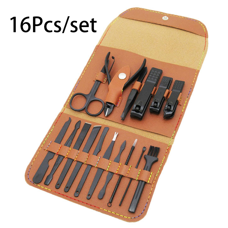 Ensemble de ciseaux de pédicure professionnels, coupe-ongles en acier inoxydable, crochet d'aigle, manucure Portable, ensemble d'outils de coupe-ongles, 4/12/16 pièces: 16Pcs-Y
