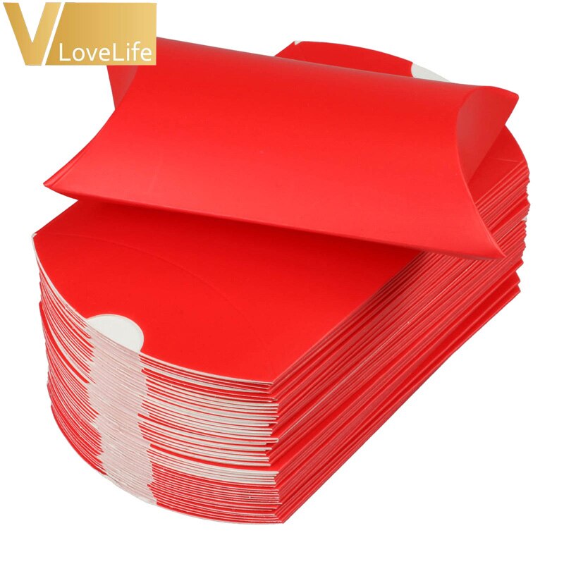 Cajas grandes de dulces de boda con forma de almohada, , para eventos de boda, recuerdo, Caja de de Papel Kraft, 100 unids/lote