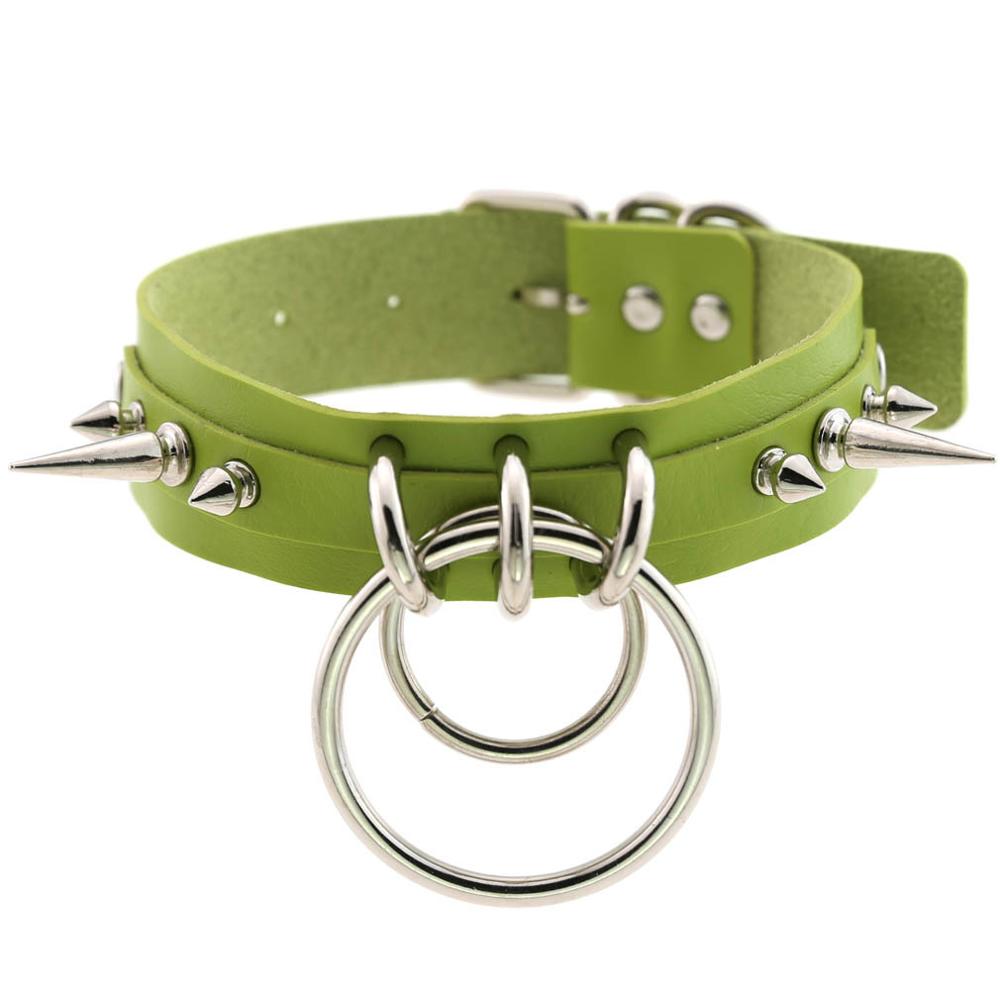 Spiked Choker For Women Men Punk Rock Collar Goth Necklaces Leather Studded Choker Girls Harajuku Gothic Jewelry: green