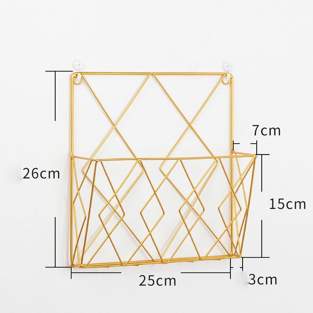 Estantería de pared de metal moderna, estante para pared del dormitorio del hogar, estantes decorativos, estante de rejillas, decoración de habitación, estante de pared: gold