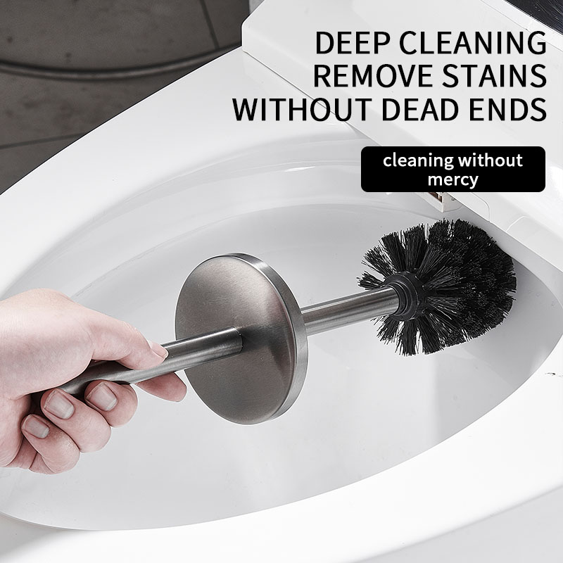 Escobilla de baño de , herramientas de limpieza de acero inoxidable 304 montadas en la pared, sin taladro, accesorios de baño WB8713