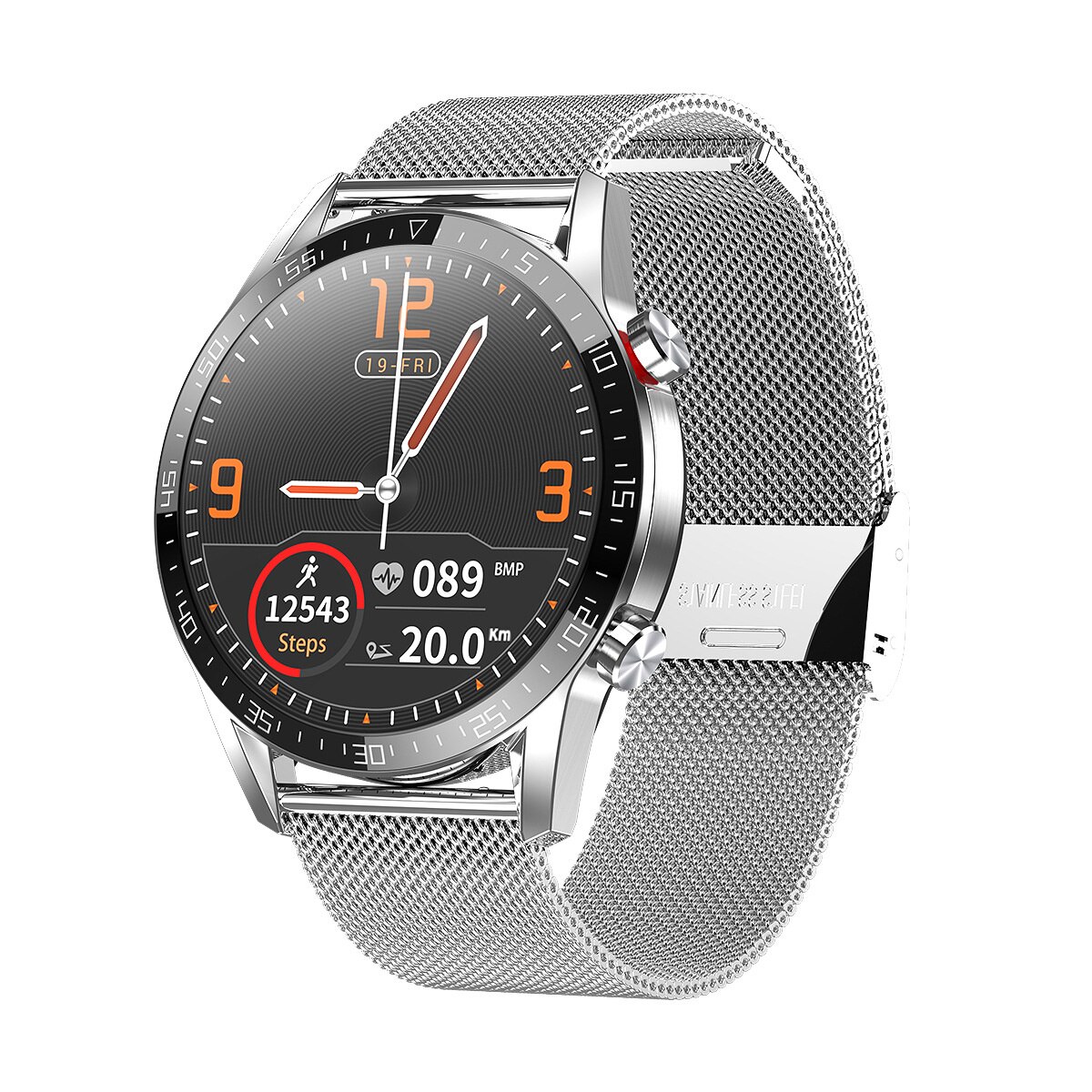 smart watch L13 Bluetooth call notification heart rate blood pressure blood oxygen information push IP68 waterproof: Silver Steel