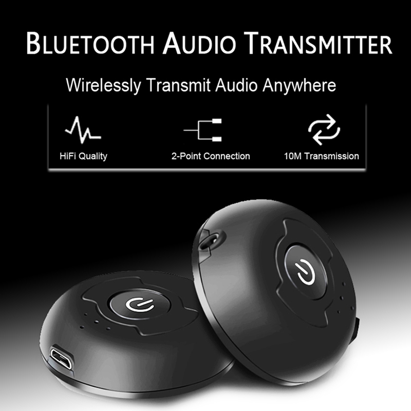 Multipoint Bluetooth 5.0 Audio Transmitter for TV PC Connect 2 Headphones 3.5Mm AUX Low Latency Stereo Wireless Adapter