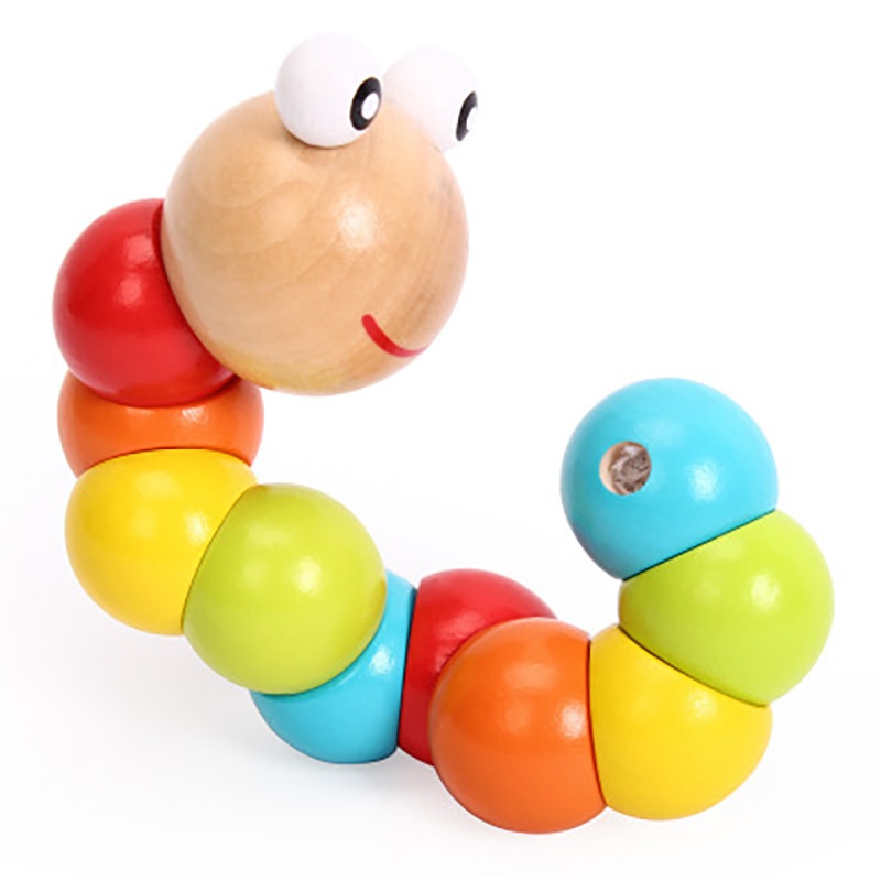 Simulated Wooden Twisted Caterpillar Puzzle Caterpillar Toy Colorful Color Cognitive Wood Children Early Education Toy