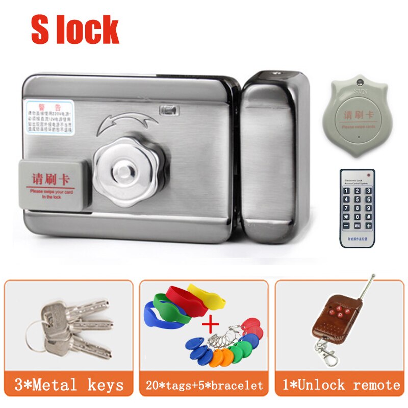 wifi control Electric lock & gate lock Access Control system Electronic integrated RFID Door Rim lock with ID reader 125khz: S 1remote 20tags