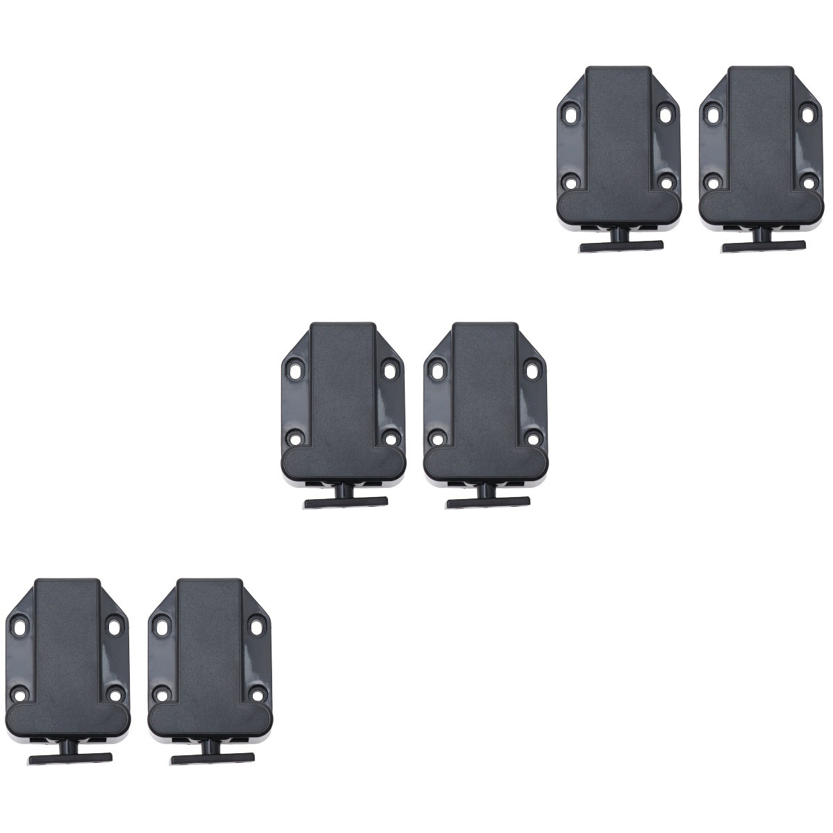 6 pcs Self-locking Door Catch Door Drawer Cabinet Catch Push To Open Device for Furniture Cabinet Cupboard (Black)
