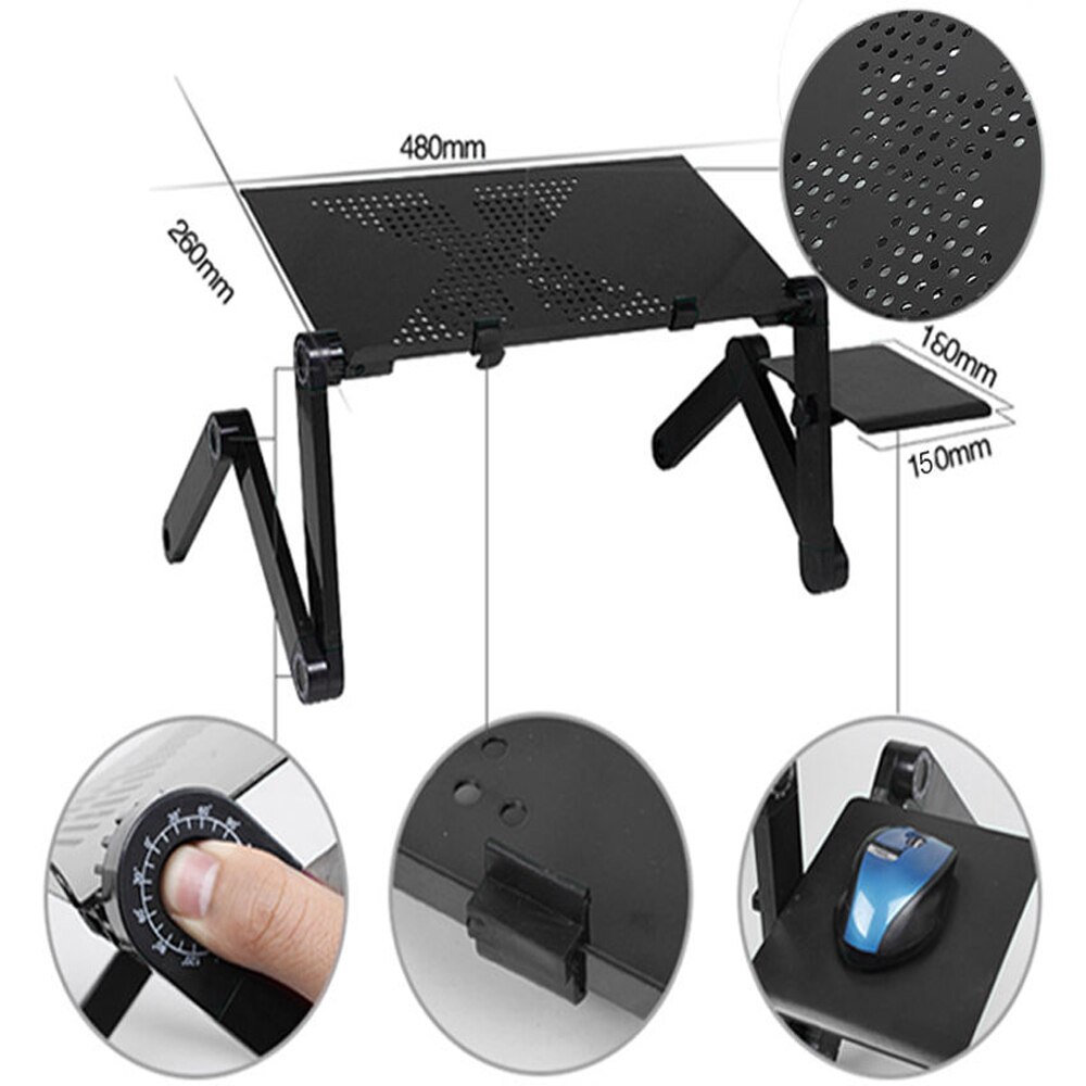 Aluminum Alloy Laptop Table Adjustable Portable Folding Computer Desk Students Dormitory Laptop Table Stand Tray For Sofa Bed