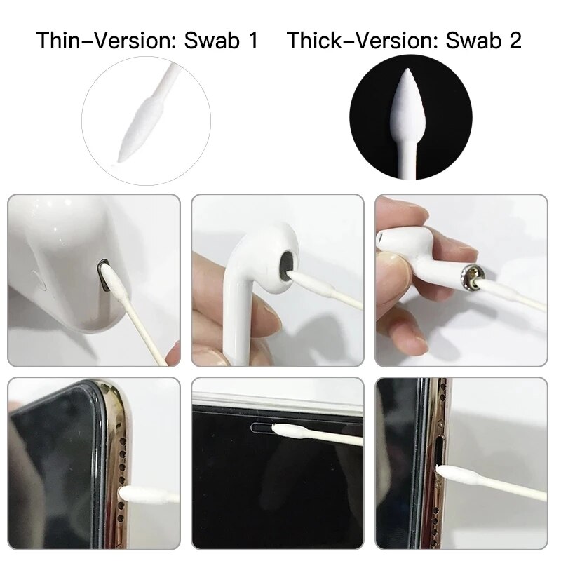 Voor Apple Airpods Schoonmaken Tool Wattenstaafje Oortelefoon Mobiele Telefoon Opladen Poort Borstel Katoen Wegwerp Cleaning Stick