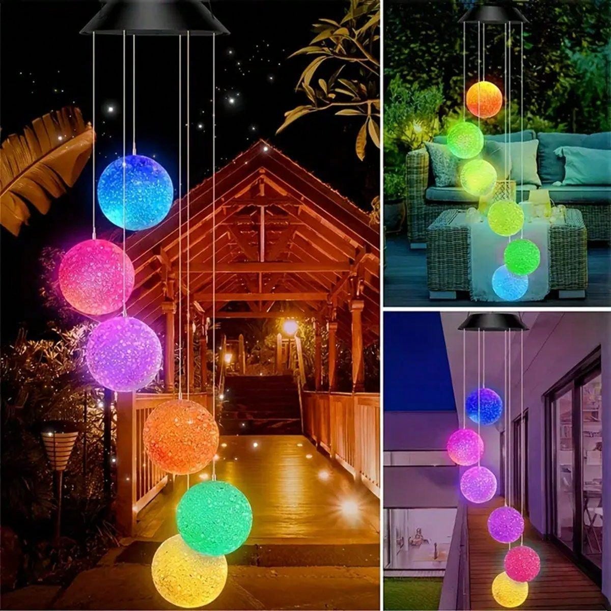 Campanas de viento que cambian de Color Solar, 6 LED RGB, cambios automáticamente de Color para el hogar, jardín, exterior, balcón, decoración, 1 Uds.: RGB