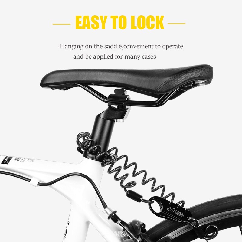 Giyo mini cykellås 3 cifret kodeord tyverisikring cykellås cykel hjelm kode kombination sikkerhed kabellås 4.15mm dia