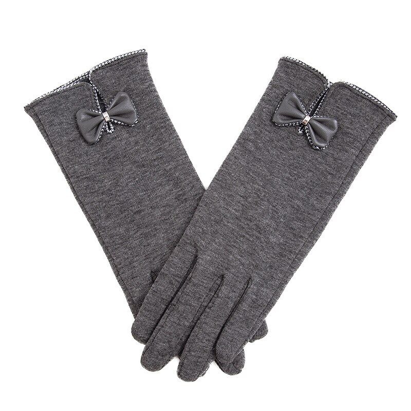 Vrouwelijke Herfst Winter Niet-ge Ïnverteerde Fluwelen Kasjmier Volledige Vinger Warm Lace Hairball Handschoenen Vrouwen Katoen Touch Screen Handschoenen g82: D Gray