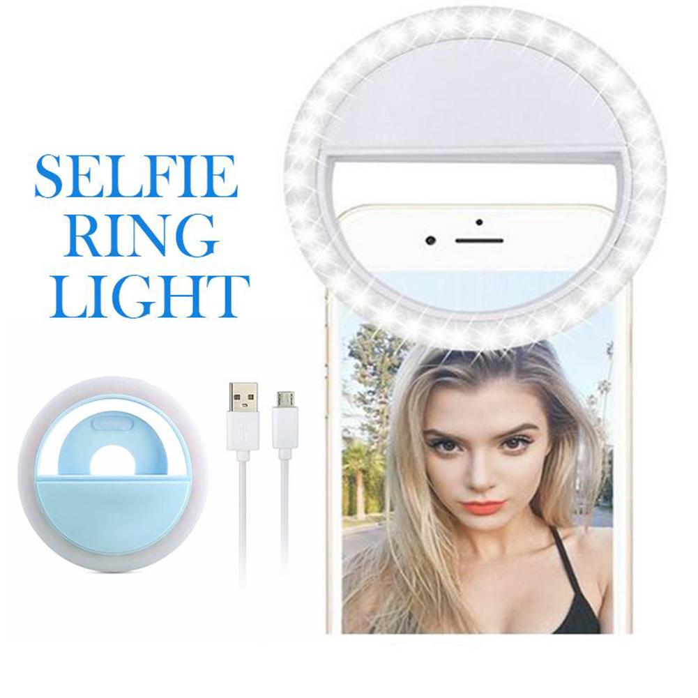 Lampe LED Portable à pince pour téléphone Portable, anneau lumineux avec chargeur USB, Flash pour Selfie, appareil Photo, pour tous les téléphones portables: blue