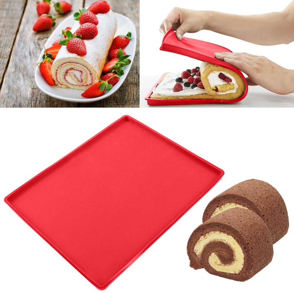 Food Grade Cake Roll Mat Double-sided Swiss Roll Bakeware Mat High Temperature Resistant Silicone Mold DIY Bakeware Baking Tools