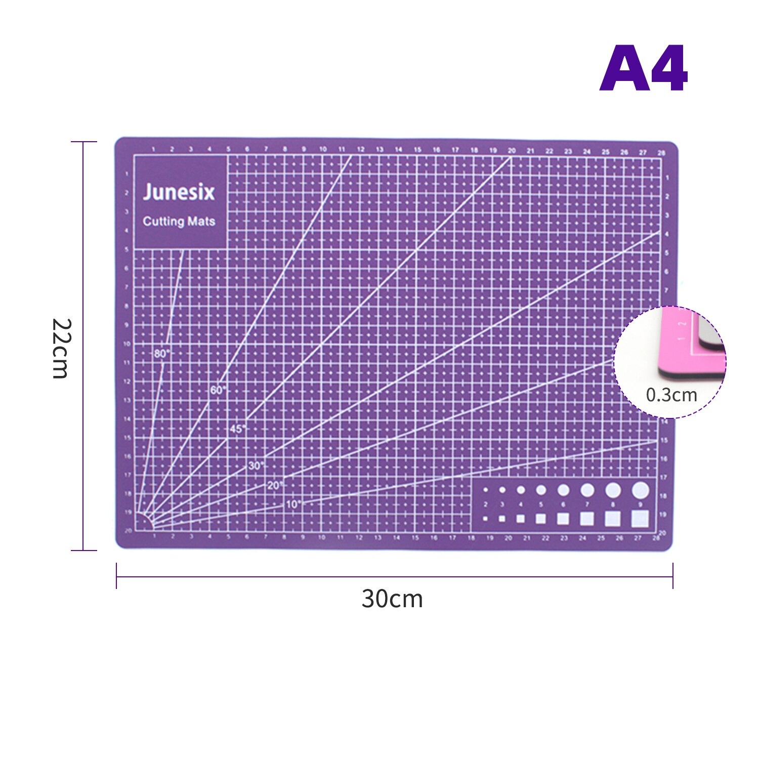 30*22cm Self Healing Cutting Mat Double-sided A4 Non-slip PVC Cutting Mat Board with Gri d Lines Angles for Scrapbooking