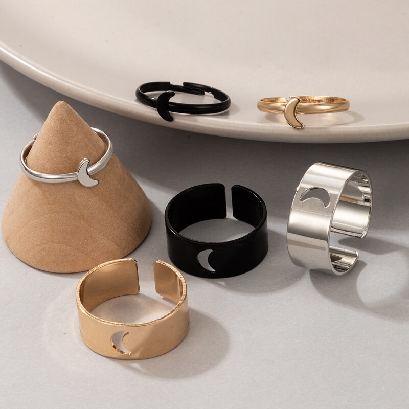 Docona Böhmischen Sterne Mond Bunte Ringe für Frauen Männer Neue modisch Hohl Herz Schmetterling Liebhaber Paar Ring Hochzeit Schmuck