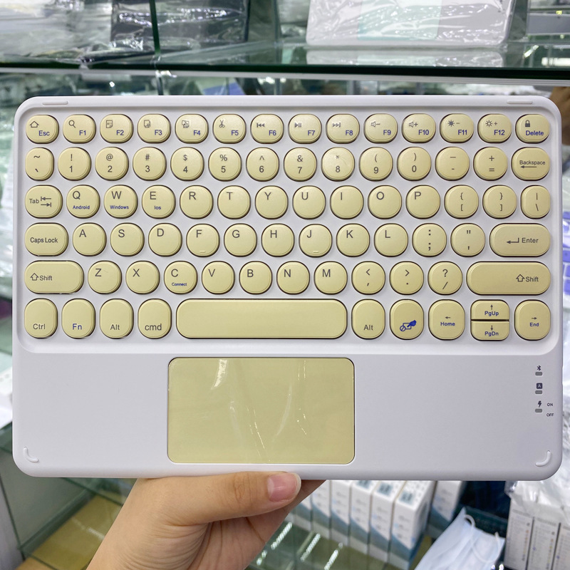EAOR Portable Bluetooth Keyboard with Touchpad for iPad Tablet Laptop Mute Cute Wireless Keyboard Mouse Combos for Android iOS: 10 inch-Yellow