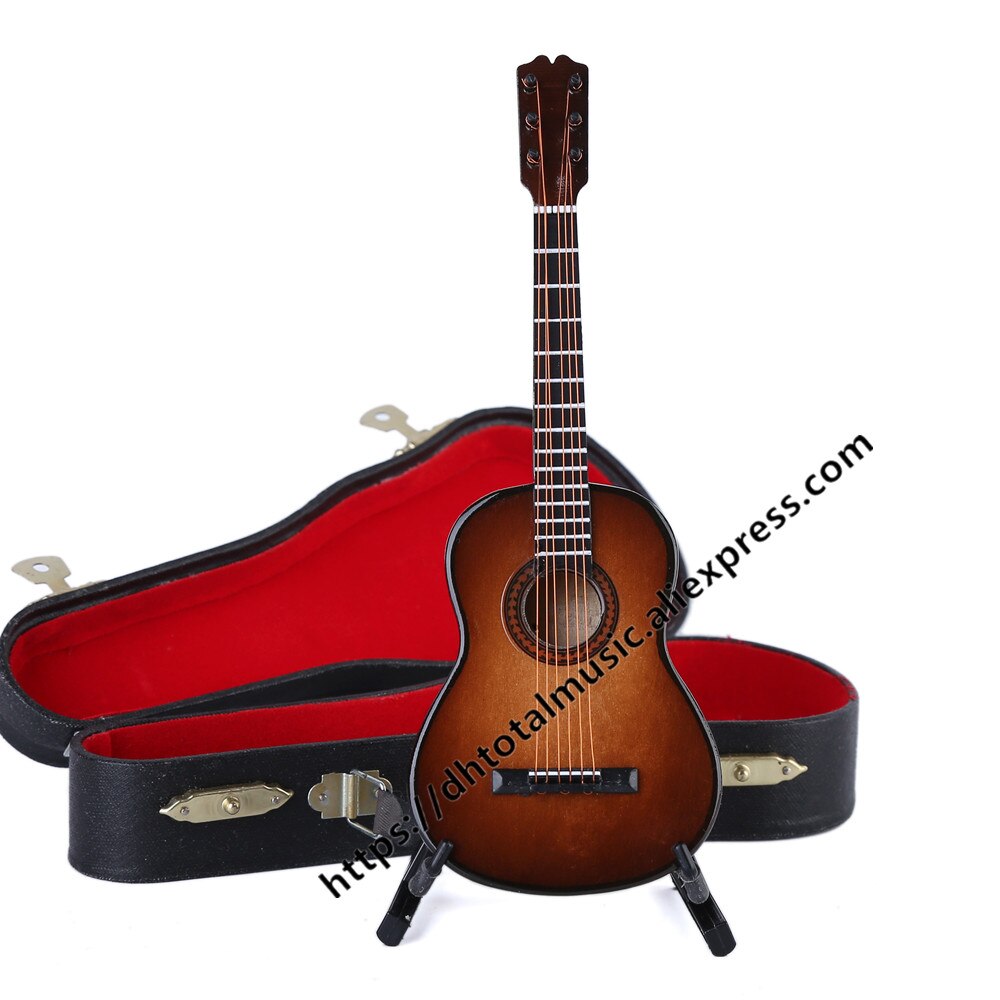 Mini Classic Guitar With Support Miniature Wooden Musical Instruments Collection Decorative Ornaments Model Decoration