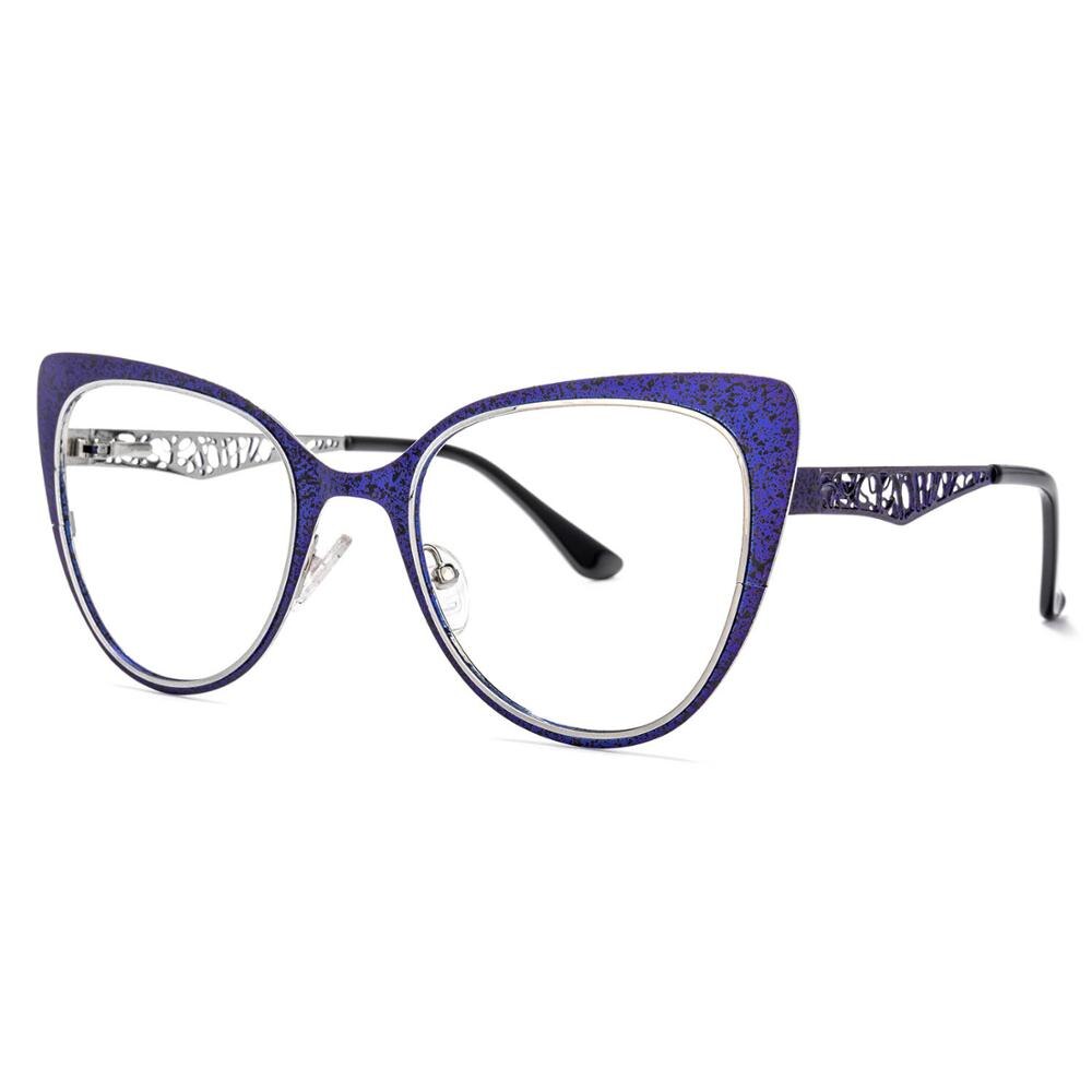 Zeelool Stylish Metal Cat Eye Glasses for Women Eileen ZWM012934: Blue