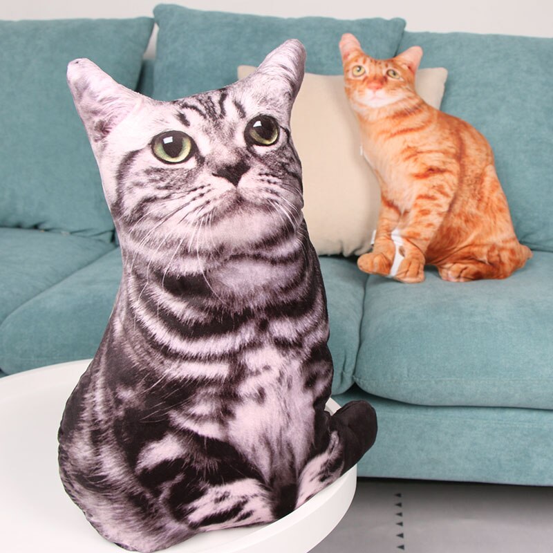 46cm 3D Simulation chats oreiller en peluche jouets Simulation Animal en peluche chat oreiller canapé housse de coussin pour noël