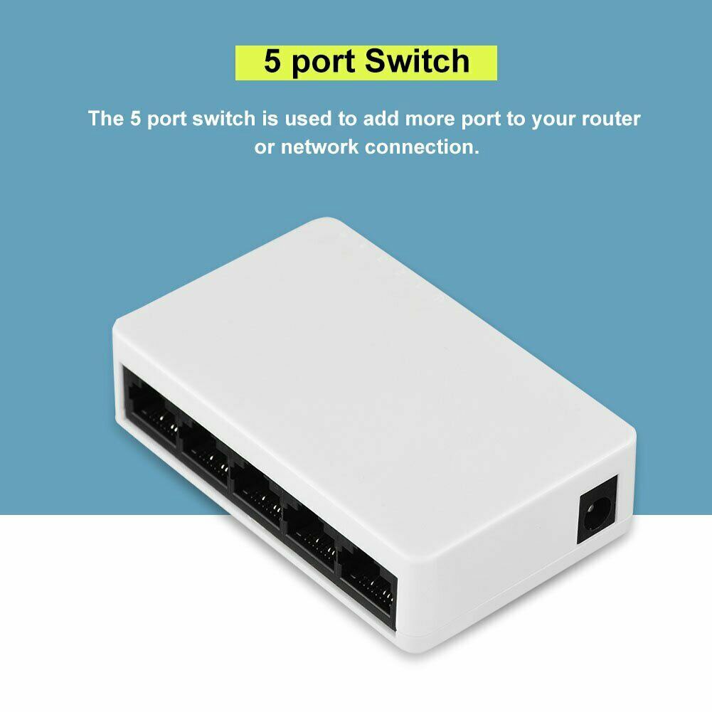 Universal Hub Splitter Home Desktop Ethernet Switch Wall Hanging 5 Port Mini Full Half Duplex 100 Mbps Self Adaptive Network LAN