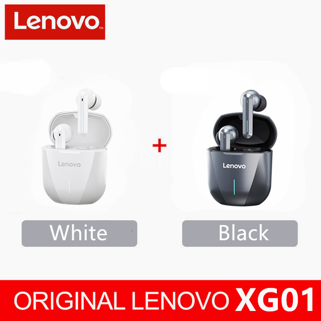 Lenovo XG01 Gaming Earbuds 50ms Low Latency TWS Bluetooth Earphone with Mic HiFi wireless headphones ipx5 waterproof Earbuds: XG01 black1white1