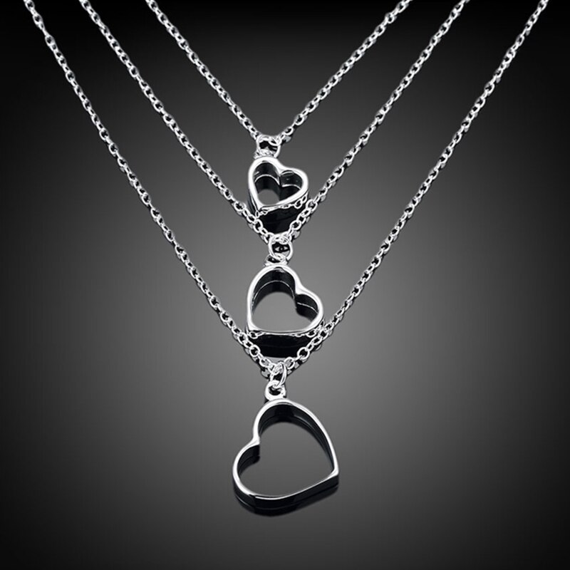 925 schmuck setzt Herz Halskette Armbinde Ohrringe Frauen Hochzeit Silber Schmuck-einstellen-Party