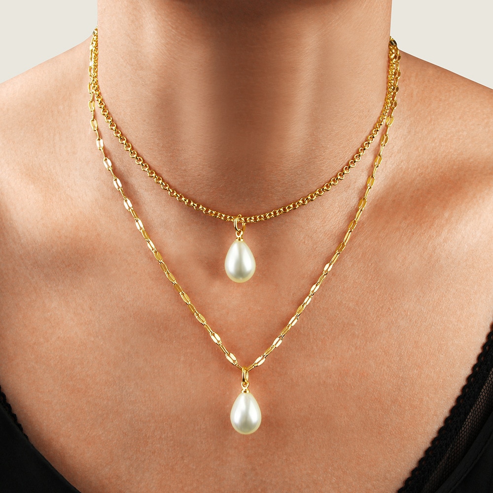 YWZIXLN Boho Charm Gold Color Multi-layer Pearl Chain Necklaces Bijoux For Women Choker Jewelry N068