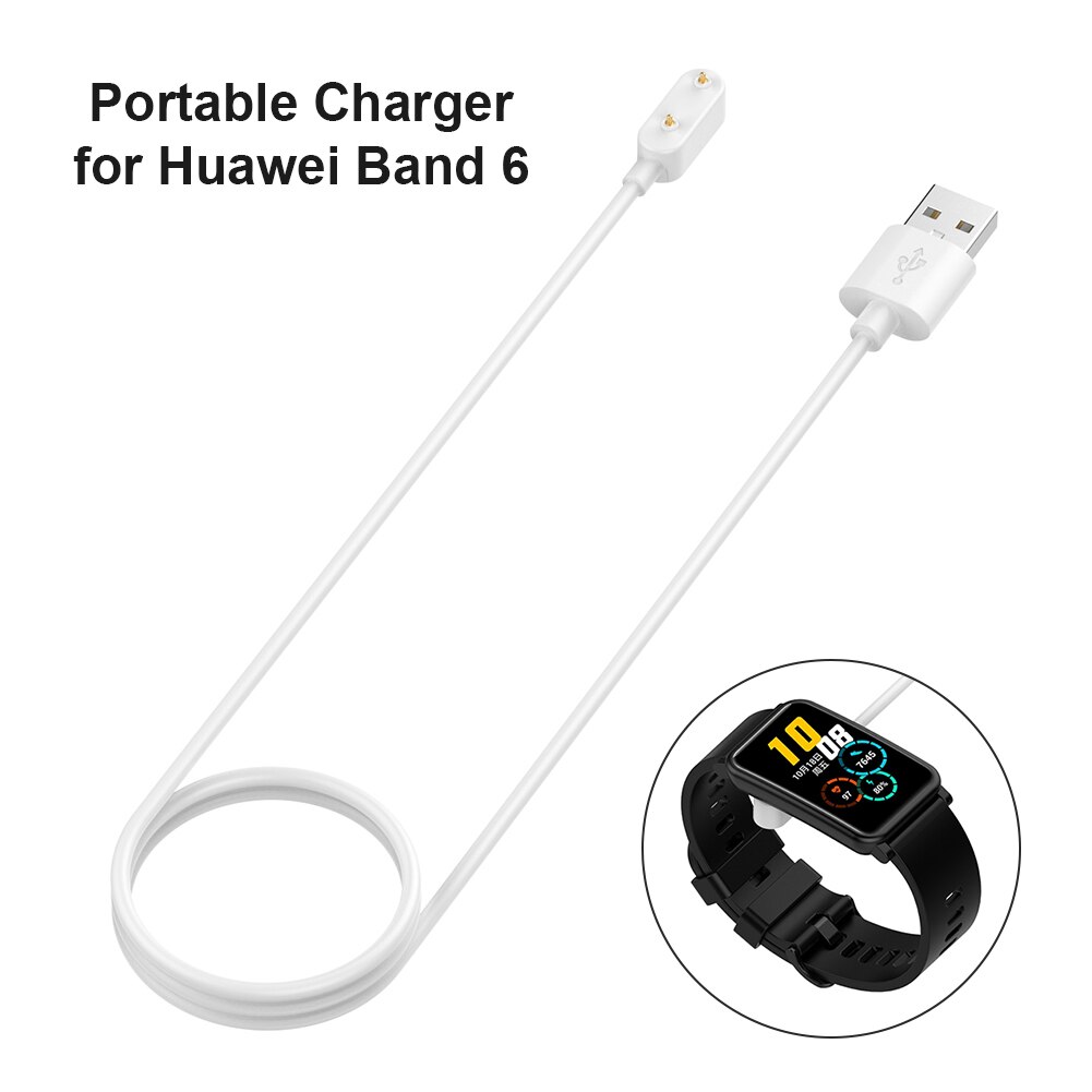 1m usb-ladekabel bærbar for huawei band 6/ watch fit honor band 6/ watch es lader base brakett smart tilbehør