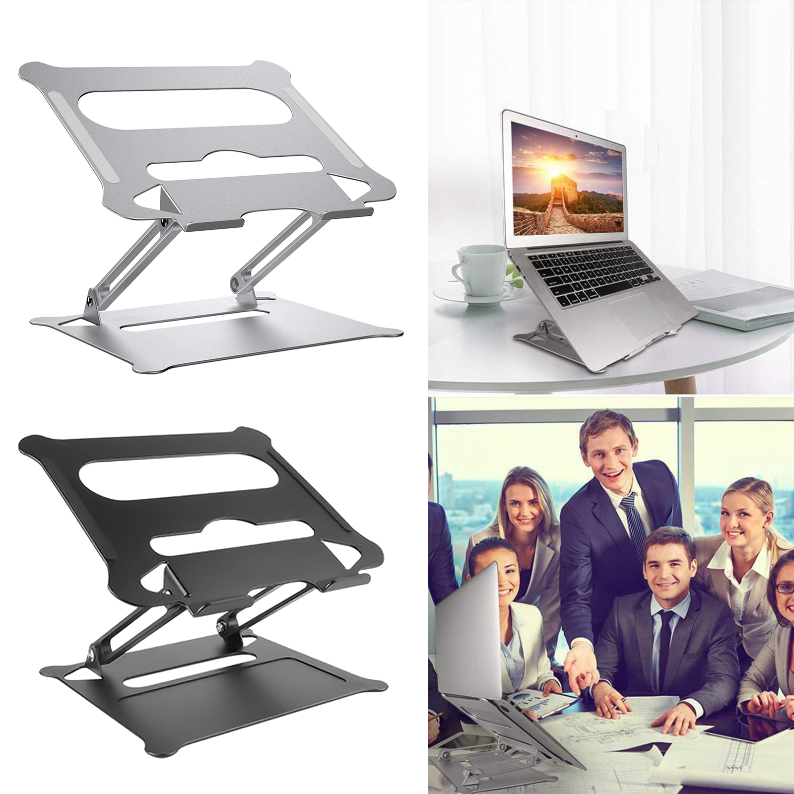 Portable Travel Laptop Stand Notebook Foldable Aluminum Tablet Support Rack, Height and Angle Adjustable