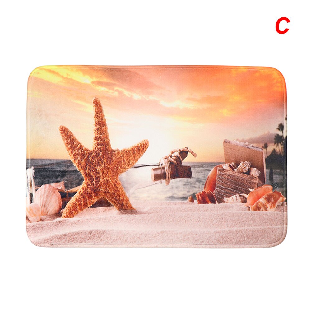 Alfombra de baño de impresión de estilo marino Felpudo de playa estrella de mar estera de suelo alfombra de dormitorio antideslizante alfombra de Tatami suave decoración de casa: C