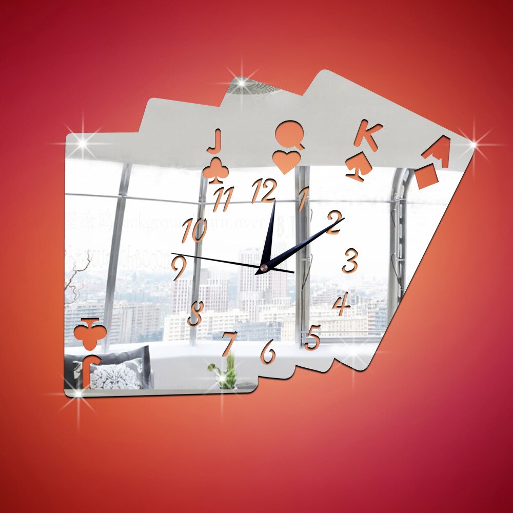 Decorate Home playing cards clock art wall mirror sticker decoration Decals mural painting Removable Decor Wallpaper LF-1100: 8