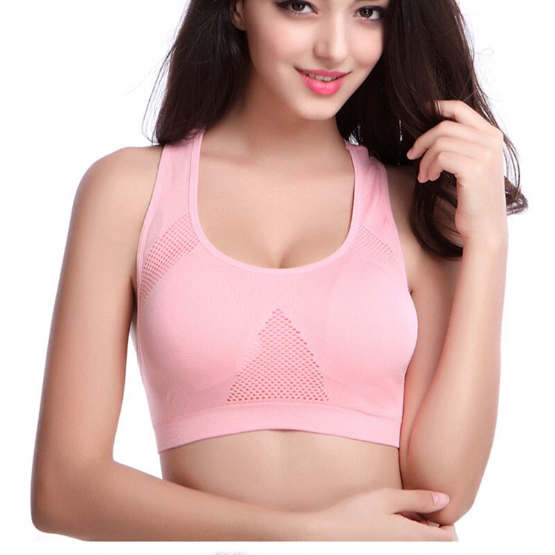Sujetador deportivo transpirable para mujer, Top con relleno a prueba de golpes, para gimnasio, correr, Fitness y Yoga: Rosa / M