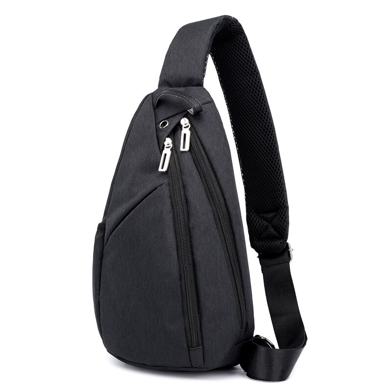 Bolsa de peito de pano oxford de alta qualidade para homens, bolsa pequena de ombro com zíper, bolsa mensageiro, bolsa de cintura transversal fs03: Black