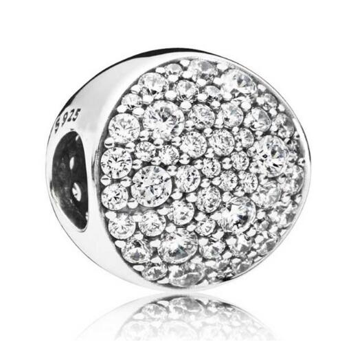 Echt 925 Sterling Silver Bead Charm Pave Bol Hemel Vol Sterren Met Kristal Kralen Fit Pan Armband Ketting di