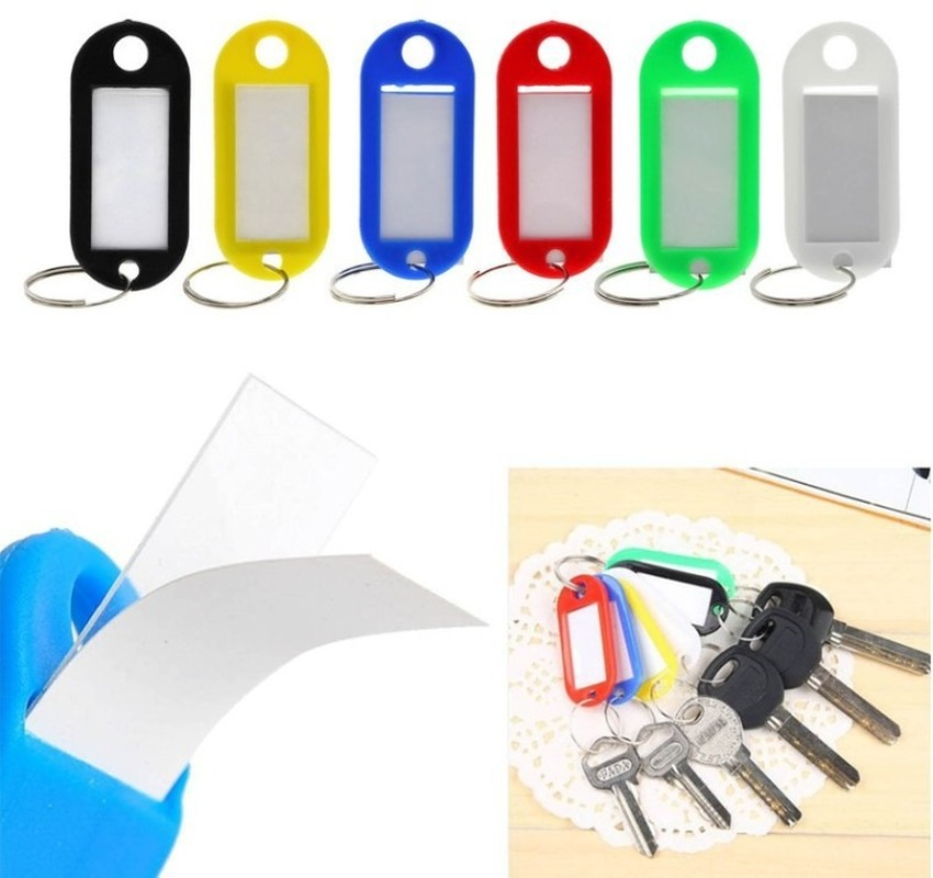 5PCS Colour Plastic Key Card Badge Key Holder Keychain Organizer Luggage ID Label Key Rings Name Cards