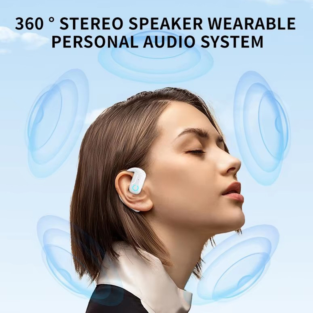 Open Wireless Bluetooth Earphones 180 Rotatable Adjustable Left and Right Ear Earphones Touch control for Driving Sport