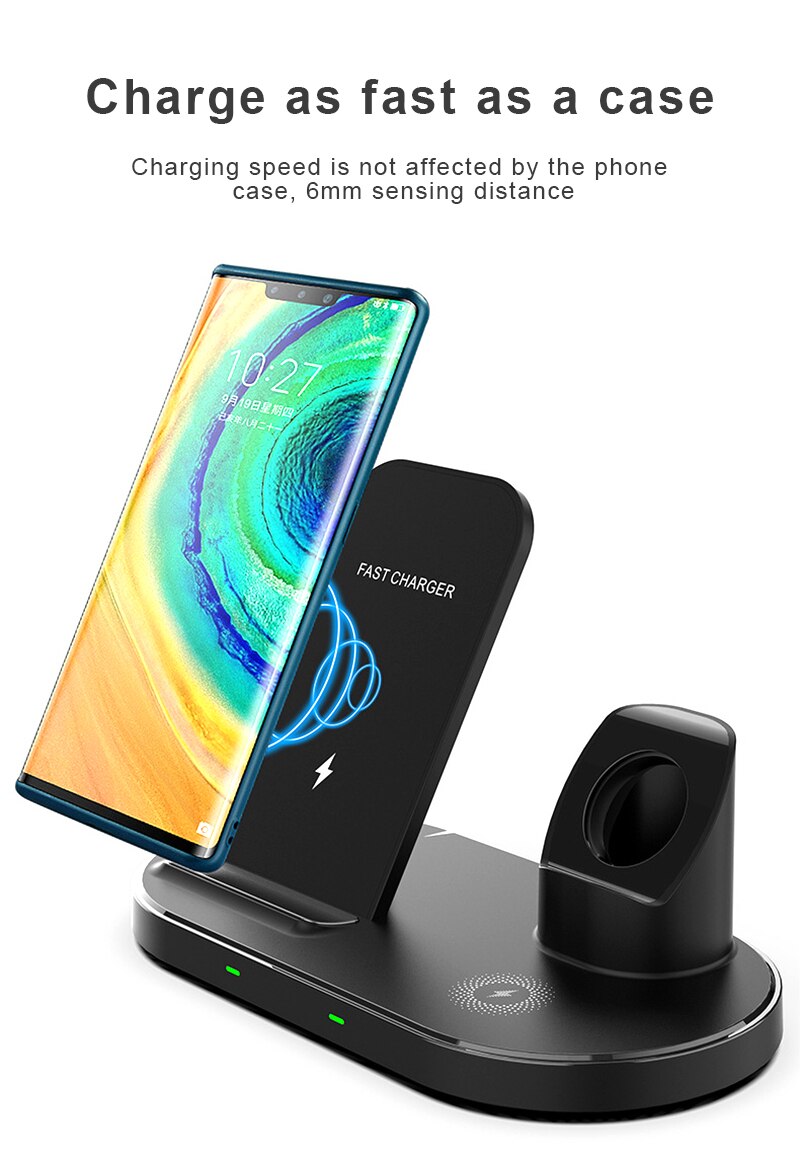 3 In 1 Wireless Ladegerät Stehen 15W Schnelle Lade Dock Für Airpods IPhone 12/11 Pro/11 Pro Max/XS Max/XR/X/8 Plus/Samsung/LG