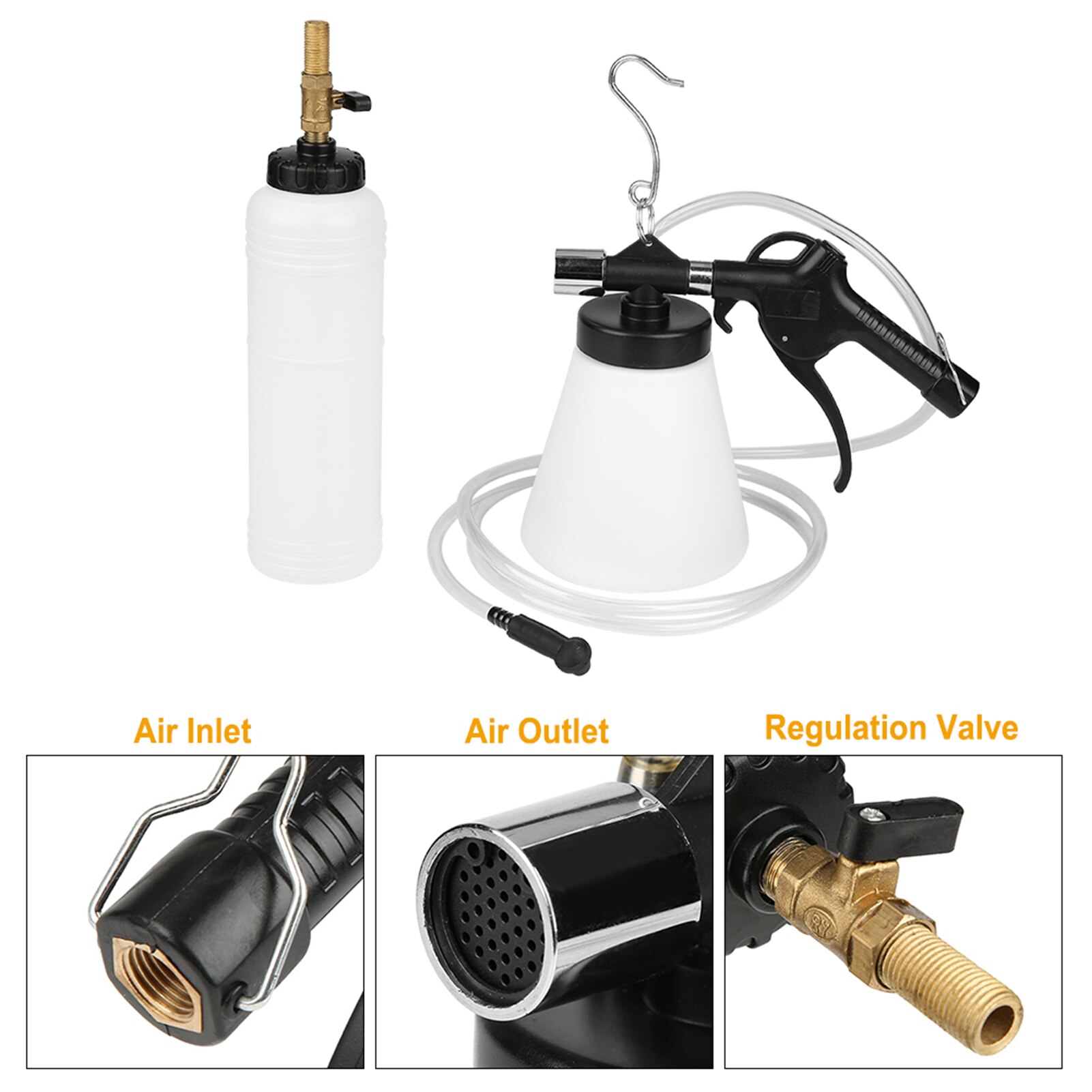 Vacuum Brake Fluid Bleeder - Hanging Hook and Locking Trigger Pneumatic Brake Fluid Bleeder Tool Car accessories
