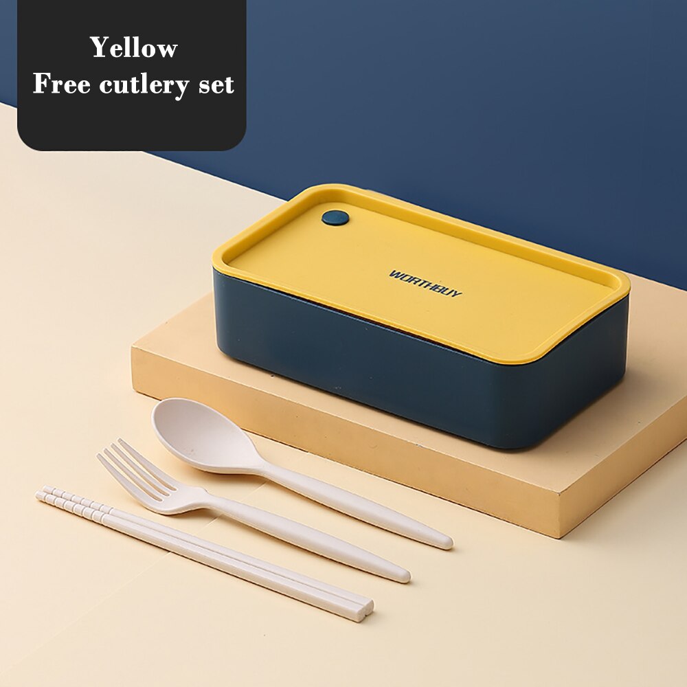 Lunch Bento Boxes Microwave Dinnerware Food Fruit Storage Case With Movable Compartments Salad Container Breakfast Box: Yellow