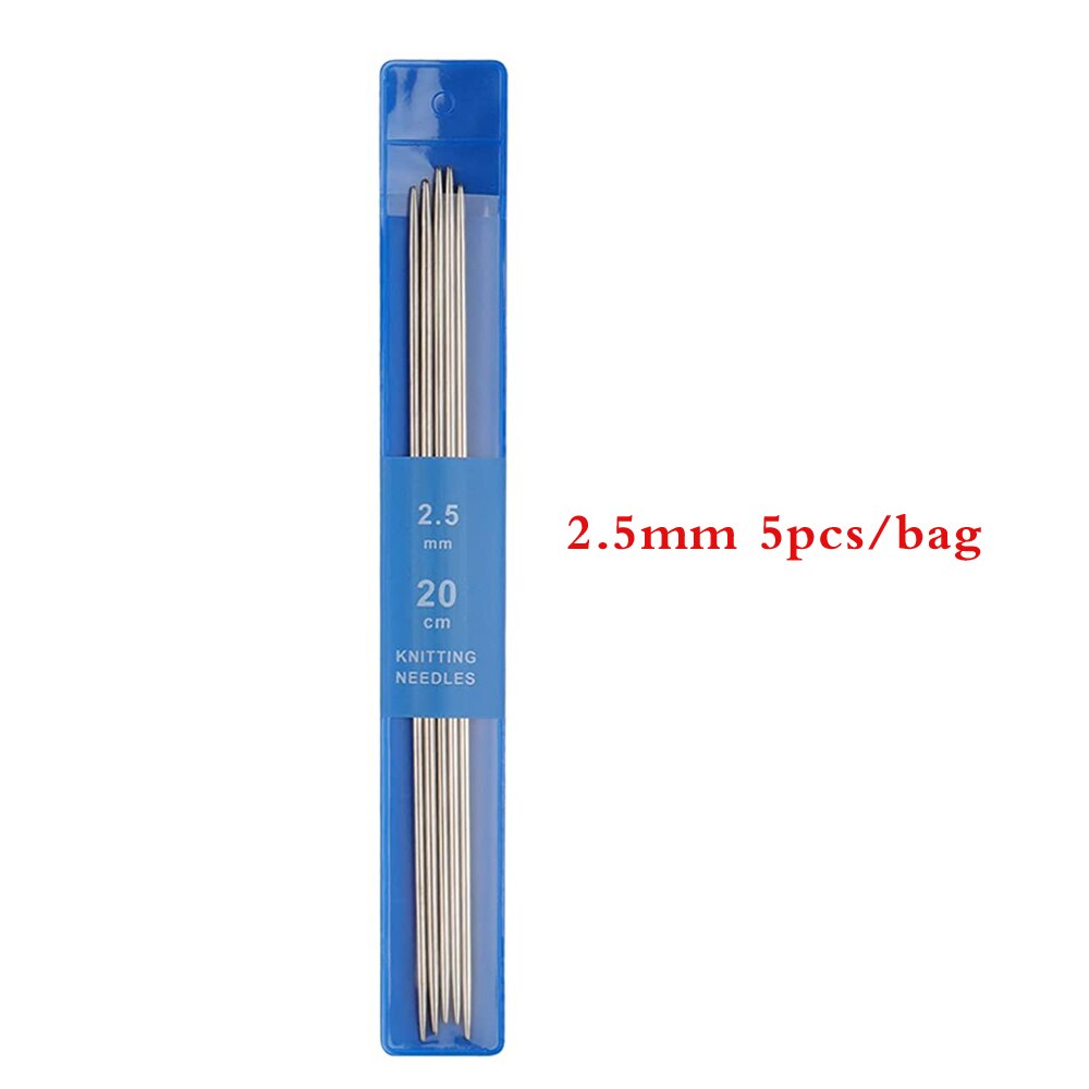5/25PCS Double Pointed Knitting Needles 20CM Stainless Steel Crochet Hook Sets 2mm-4mm Knitting Pins Set Crochet Needles: 2.5MM