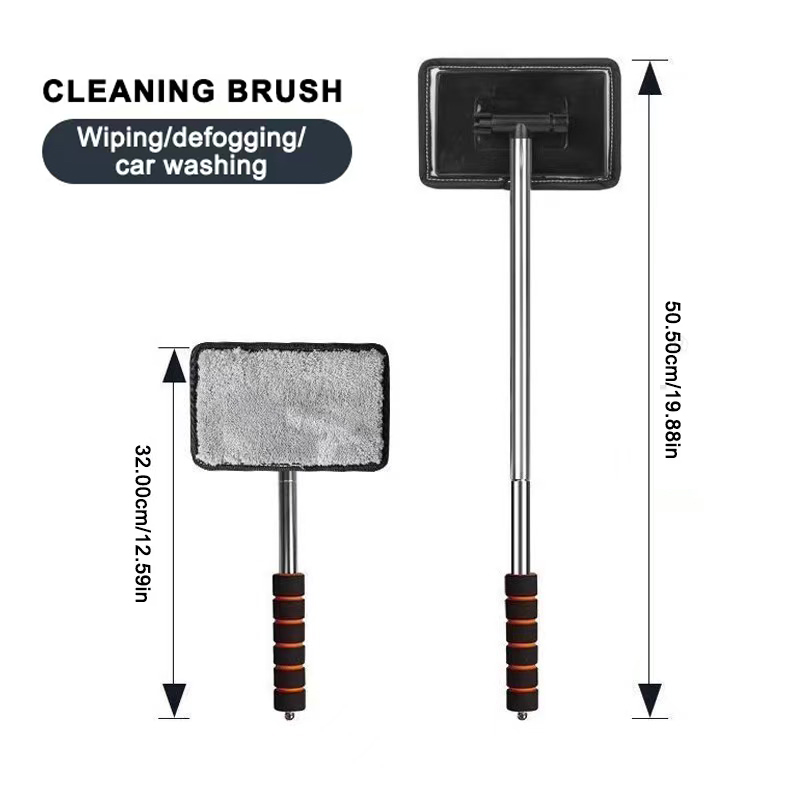 Brosse de désembuage pour pare-brise avant de voiture, télescopique à Long manche, brosses de nettoyage du verre domestique, outil de dépoussiérage: Default Title