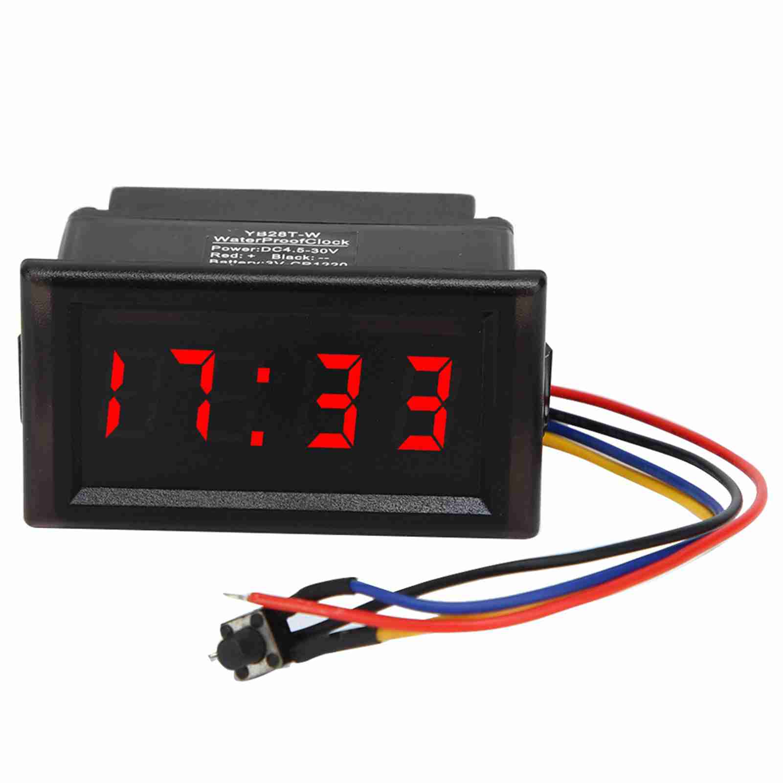 Auto digitale klok klok LED digitale display klok DC4.5-30V waterdicht stofdicht auto auto elektronische klok LED digitaal display: Rood