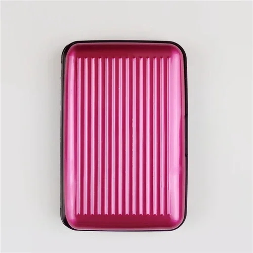 Tarjetero de aluminio para hombre, estuche rígido con bloqueo, billetera, tarjeta de crédito sólida, escaneo Anti-RFID, protección, tarjetero, 1 ud.: Gris oscuro