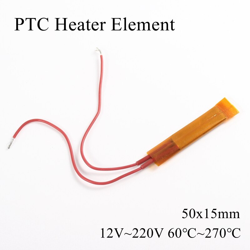 50x15mm 12V 24V 110V 220V PTC Heater Element Constant Thermostat Insulated Thermistor Ceramic Air Heating Chip Tube Film 50*15mm