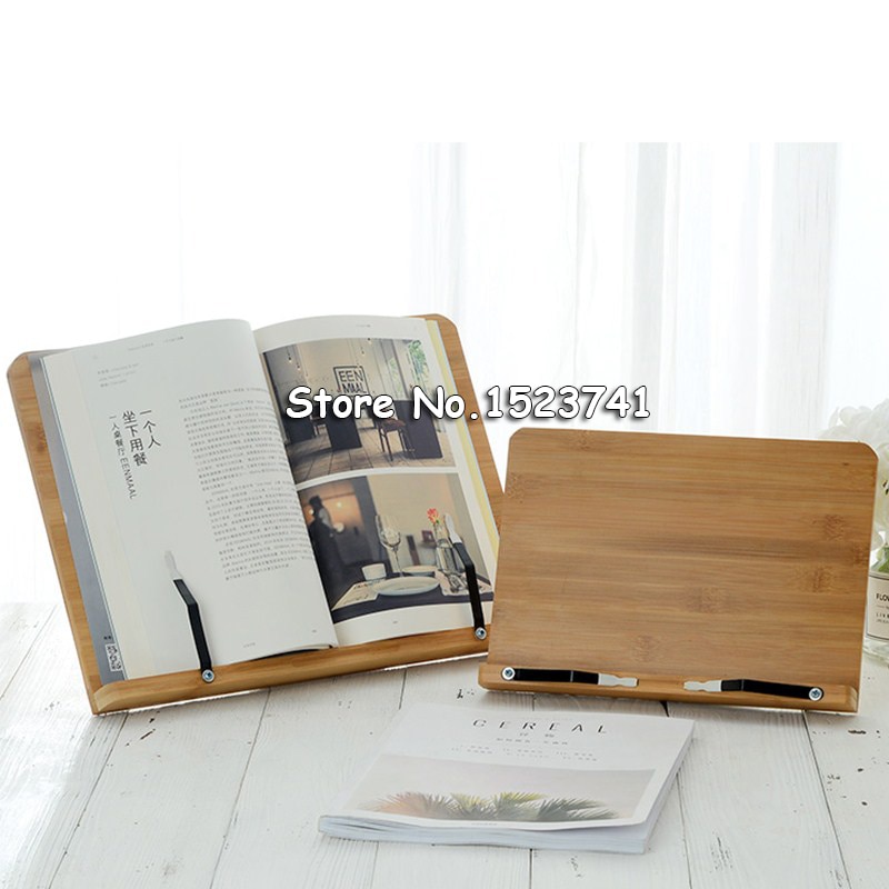 5 niveles de ajuste de altura reposacabezas de lectura Tablet Cook casa, soporte de libro de sala de estudio soporte de libro de cocina plegable páginas bambú fijo