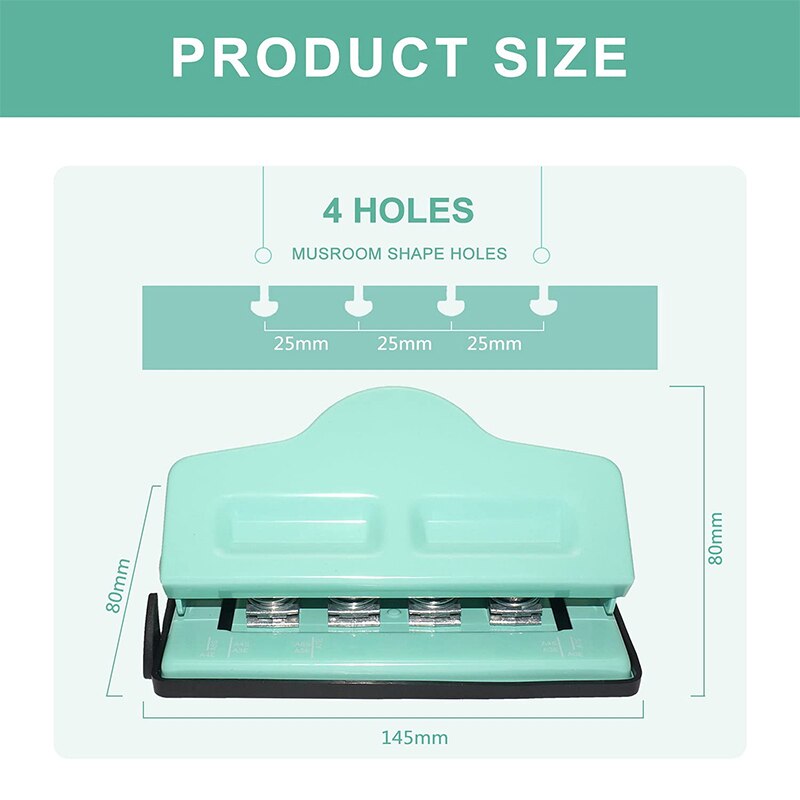 Fromthenon 4 Holes Adjustable Mushroom Hole Punch for Disc Bound Notebook Planner Paper Cutter A4A5A6 Notebook Scrapbooking Tool
