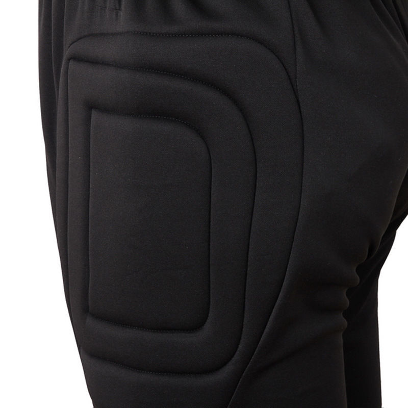 Black Men's Sport Soccer Padded Guard GK Goal Keeper Goalie Tracksuit Long Pants