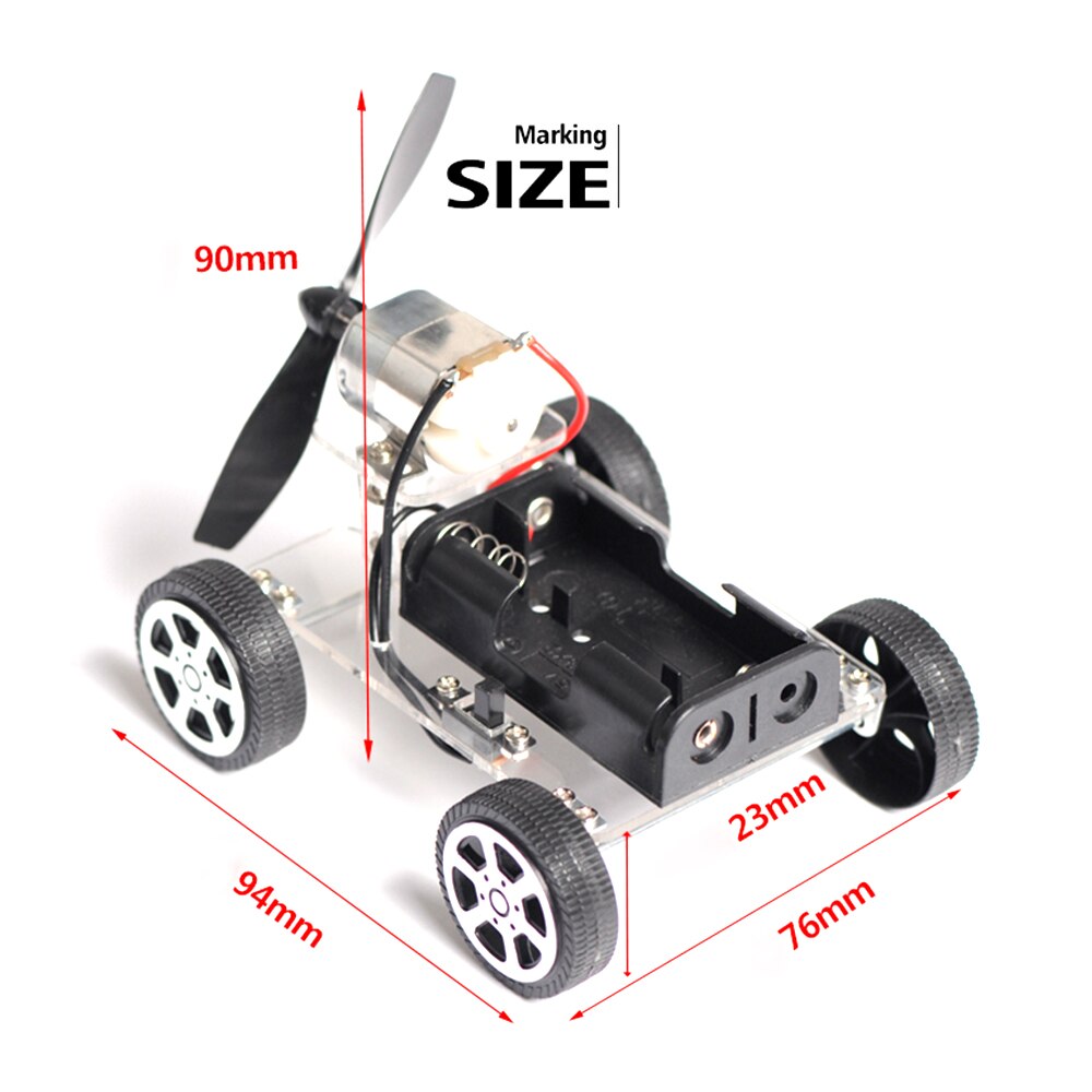 DIY juguete de cuerda de viento coche para montar Juguetes de energía eólica Robot de Motor automático intelectual de la ciencia de juguete educativo para niños