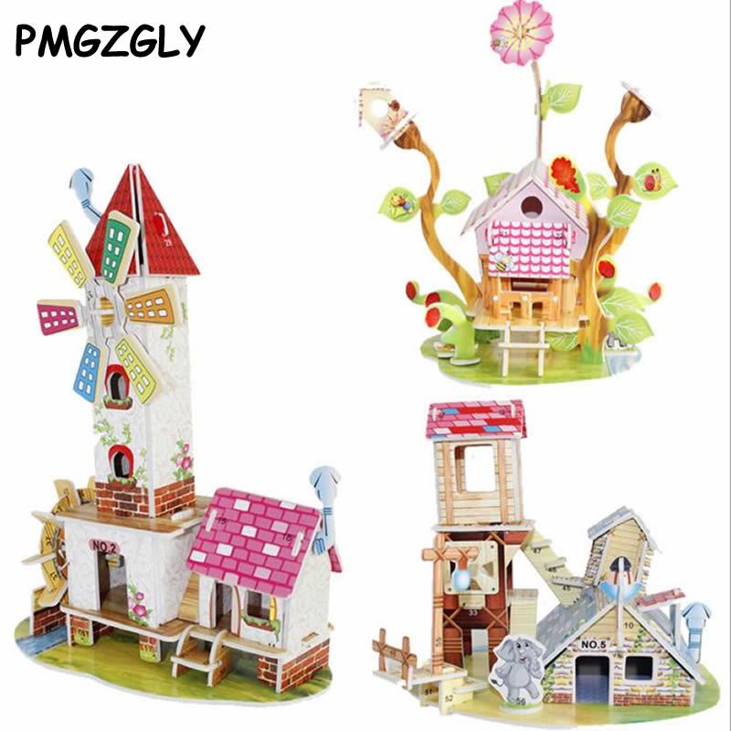 Nave da guerra Castello per bambini Giocattoli Puzzle 3D Puzzle Di Legno modello di puzzle giocattolo divertente puzzle per bambini Learning Education Cubi Magici